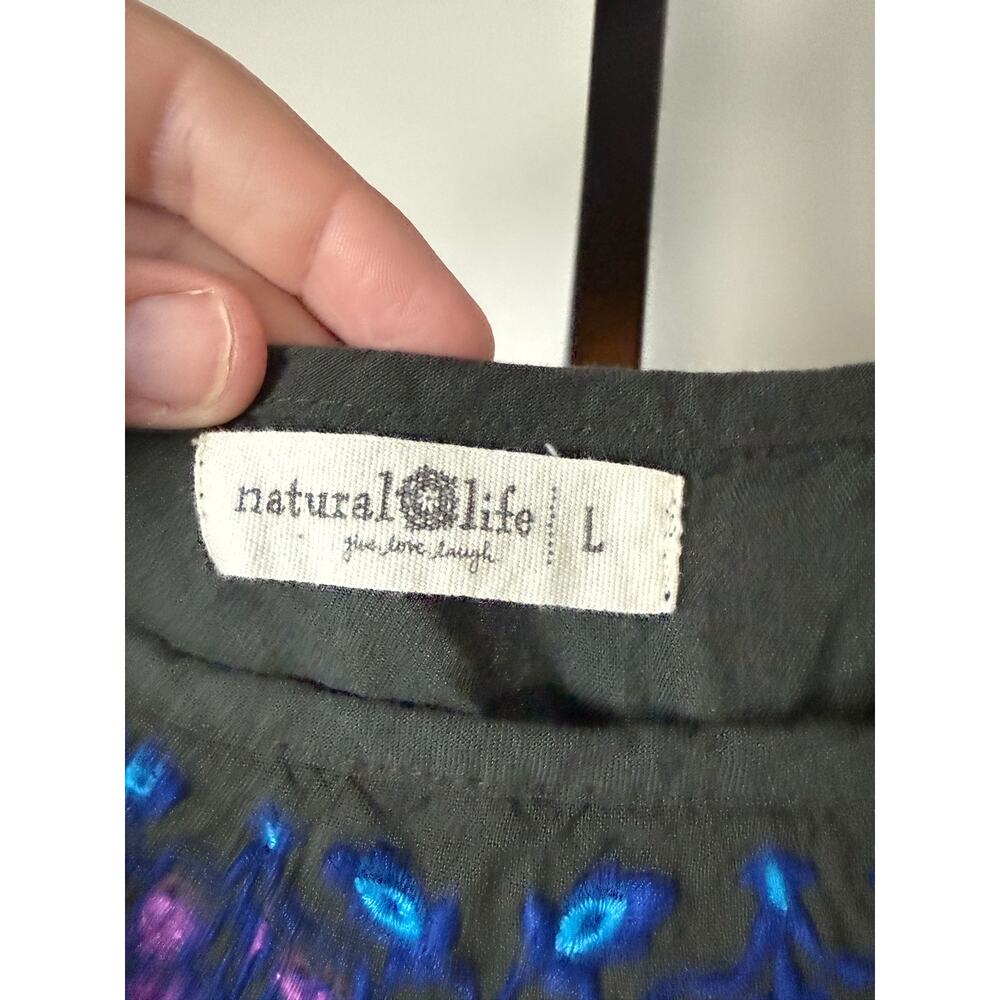 Natural Life Sara Embroidered Mini Dress-Charcoal Size Large - Picture 4 of 7